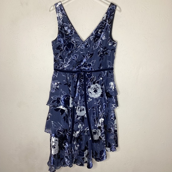 Marchesa Notte Cocktail Dress Tiered Velvet Burnout NWT 12 - Picture 3 of 12